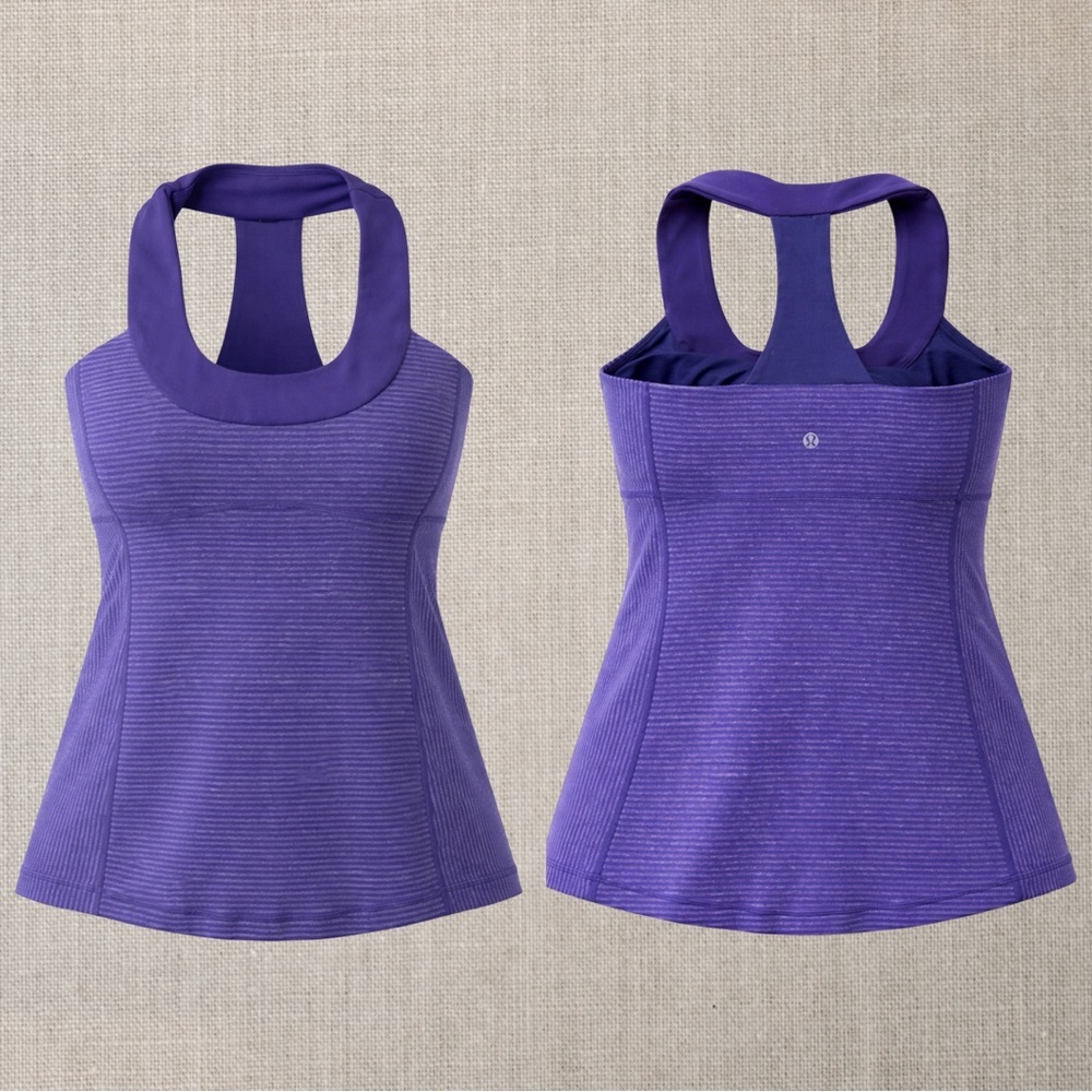 Lululemon Vintage Scoop Neck Tank Top - Purple/Purple Stripe